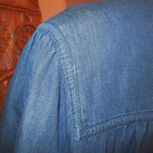 Go Softly Denim Dress Size 3X Pockets Embroidered Tradwife Cottage House Casual - Picture 10 of 10